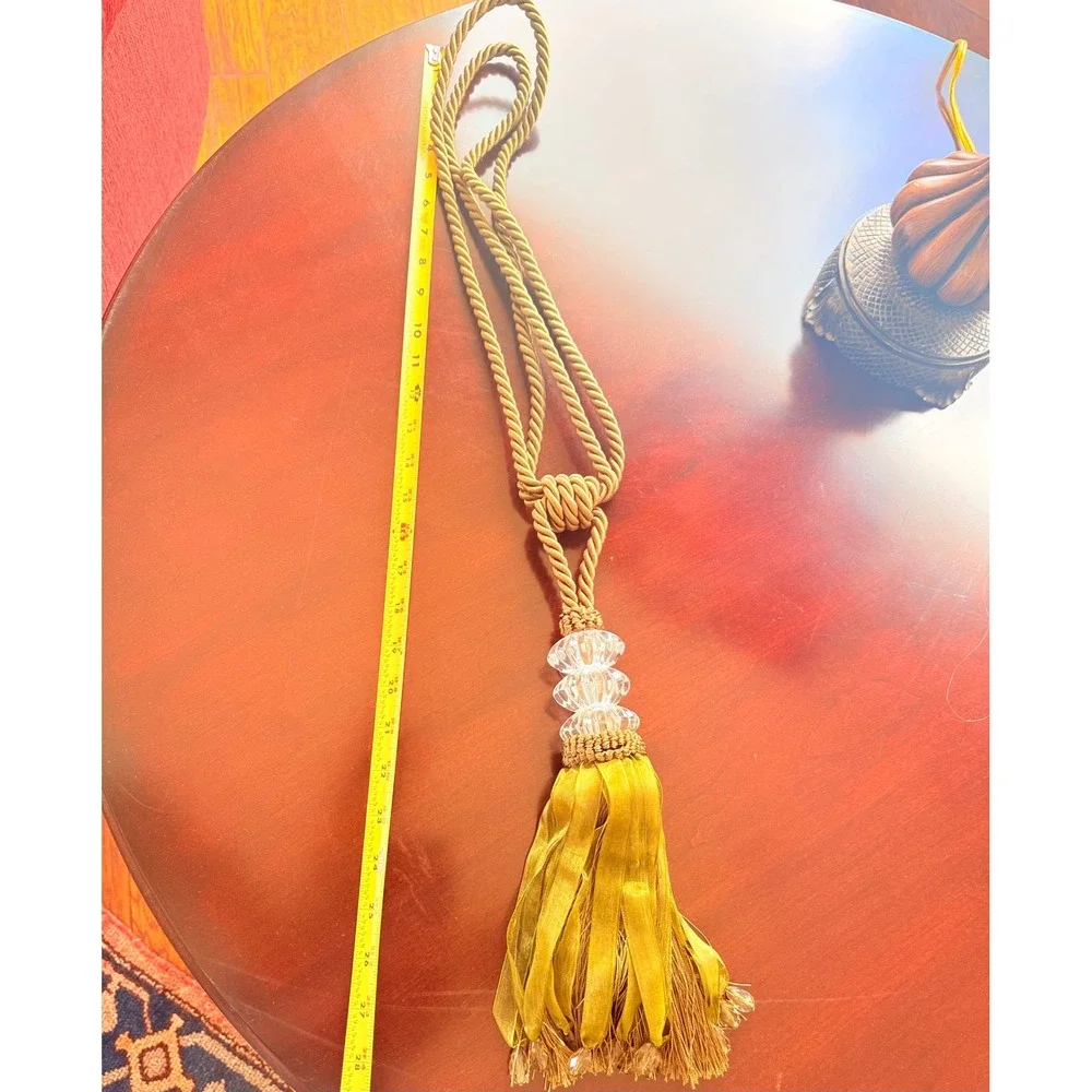 NWT Berkshire Curtain Tieback Tassel Olive Green Gold Crystal Accent